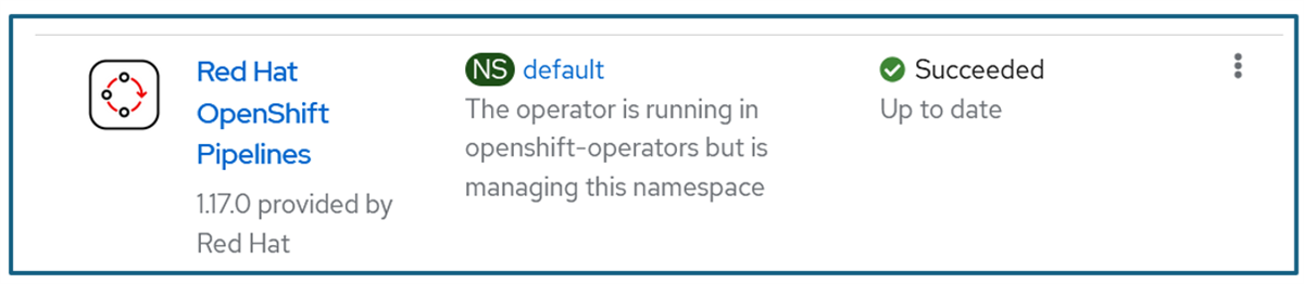 Pipelines operator installed on cluster