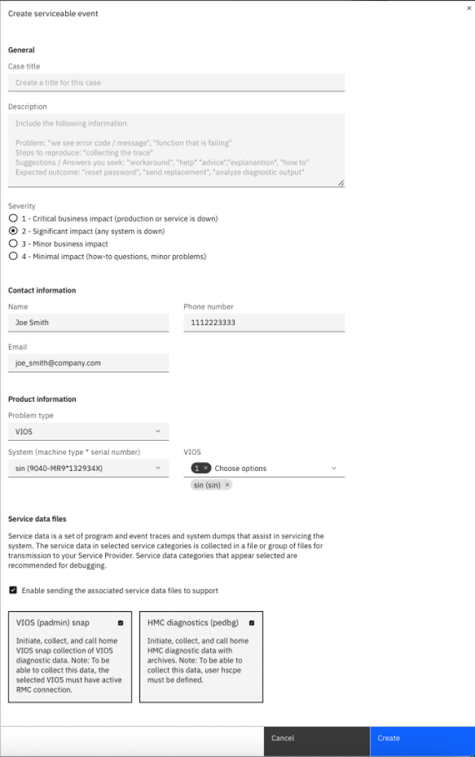 Creating a serviceable event for bios