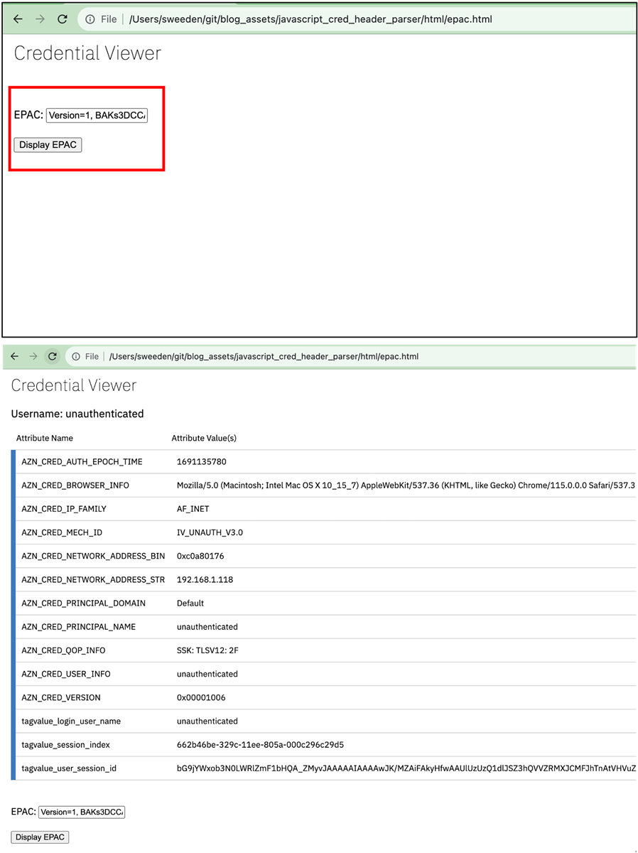 Parsing IBM Security Verify Access iv-creds header in Javascript and Python