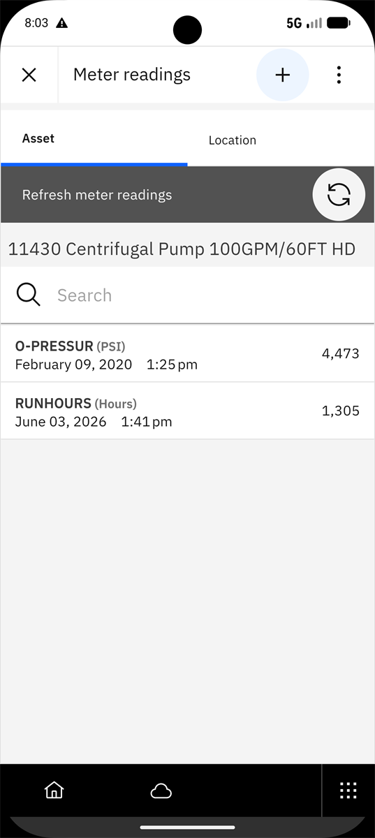 Tabbed meter reading interface