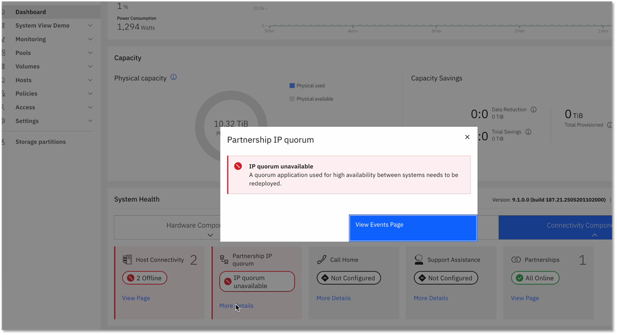 System Health Partnership quorum application tile