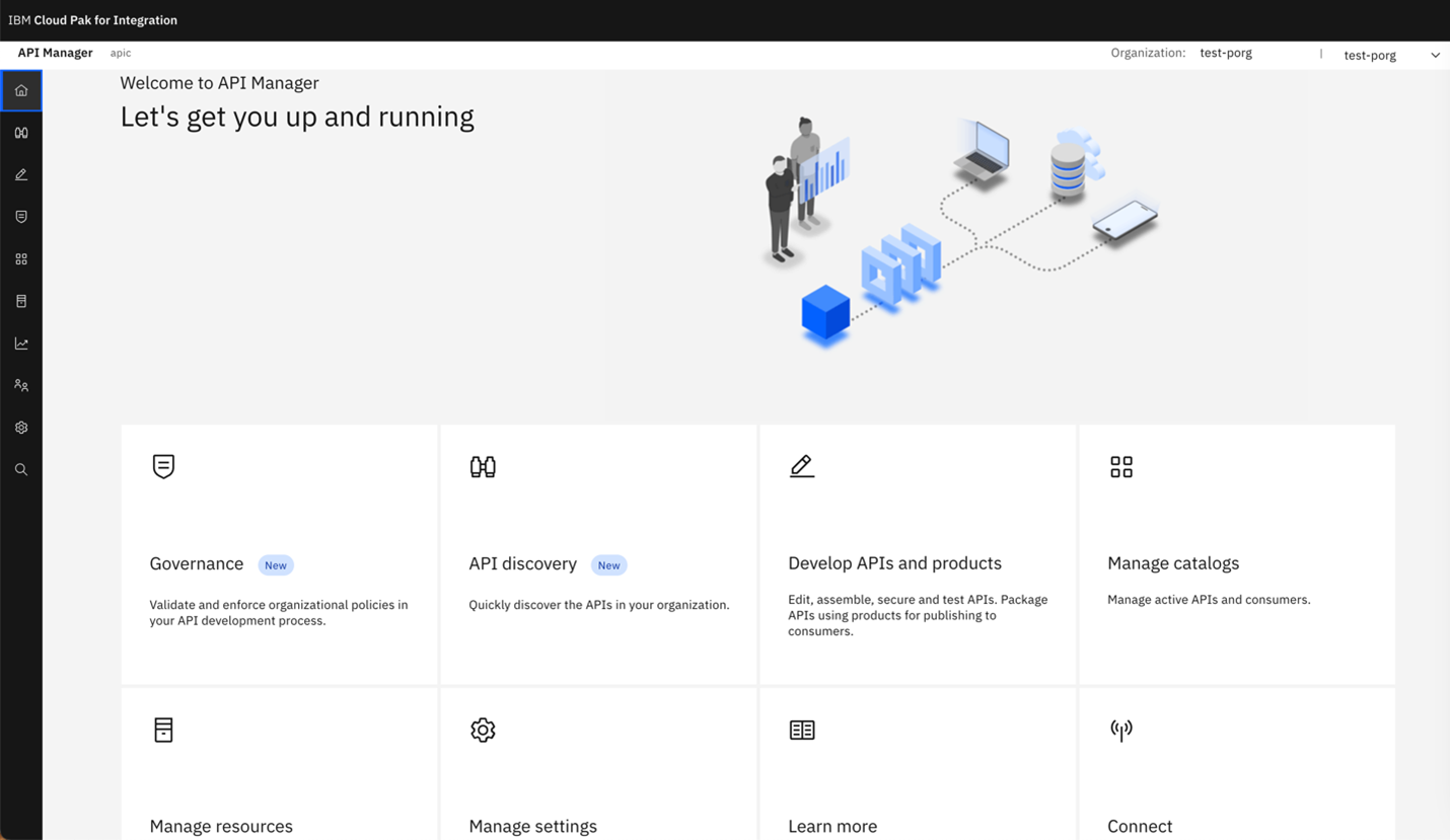 API Manager Home screen