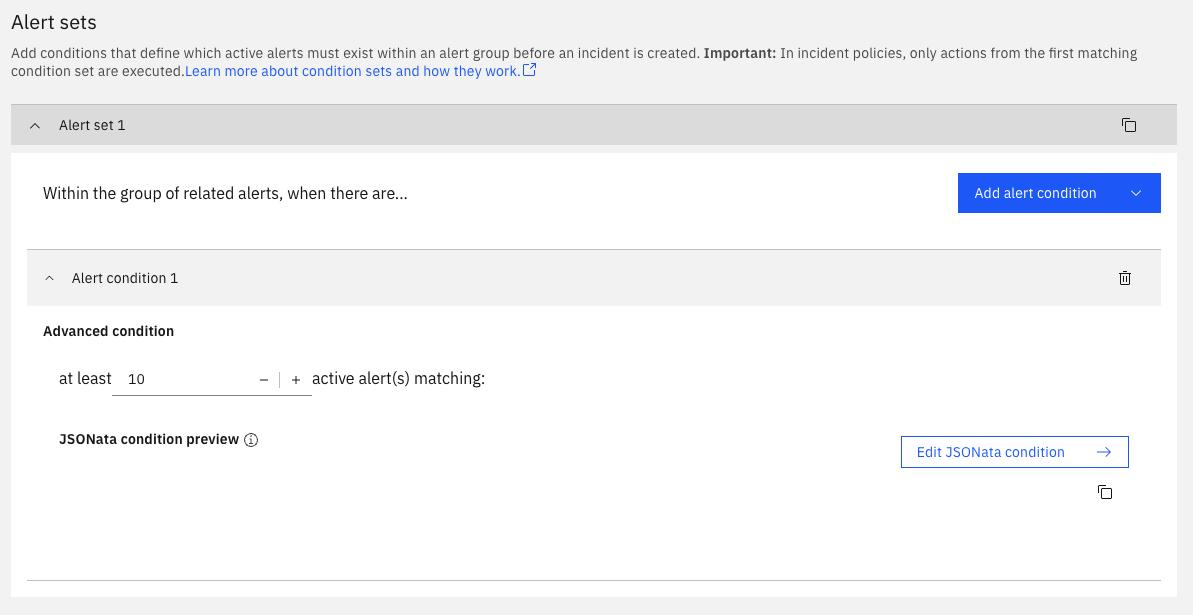 Screenshot showing JSONata condition block