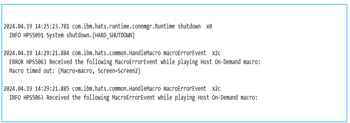 Figure 14: No screen contents dumped into log files