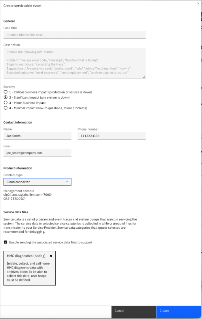 Creating service event for cloud connector