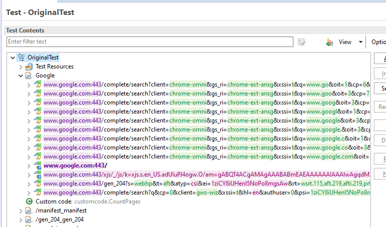 Display sample test in RPT test editor