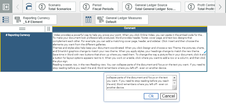 Full text when editing