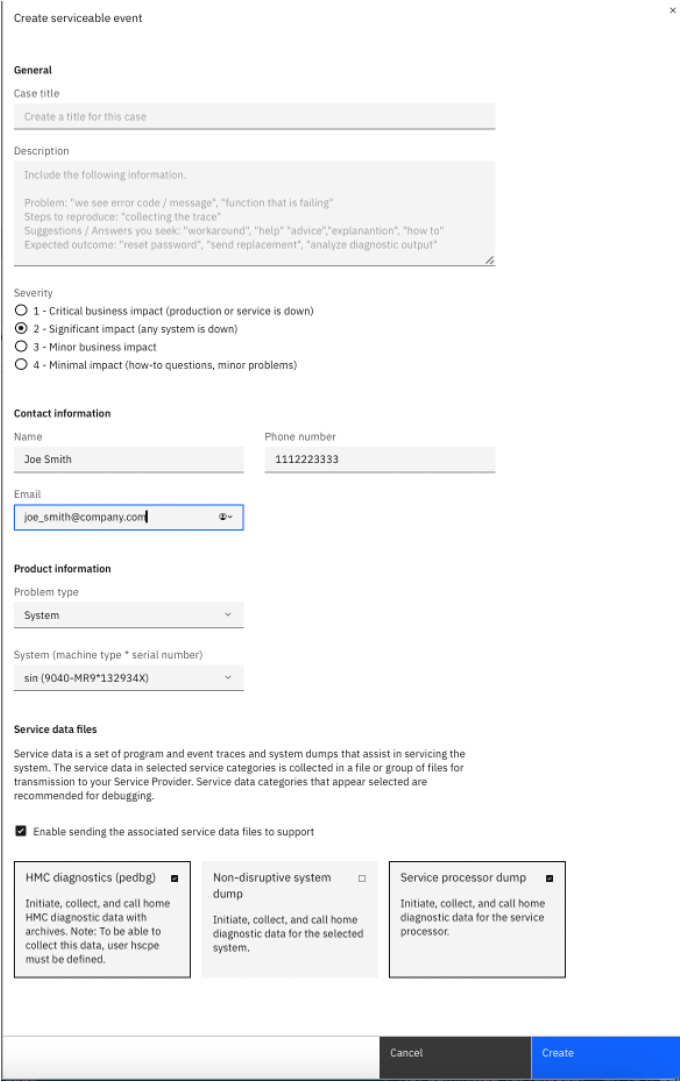 creating a service event for a system