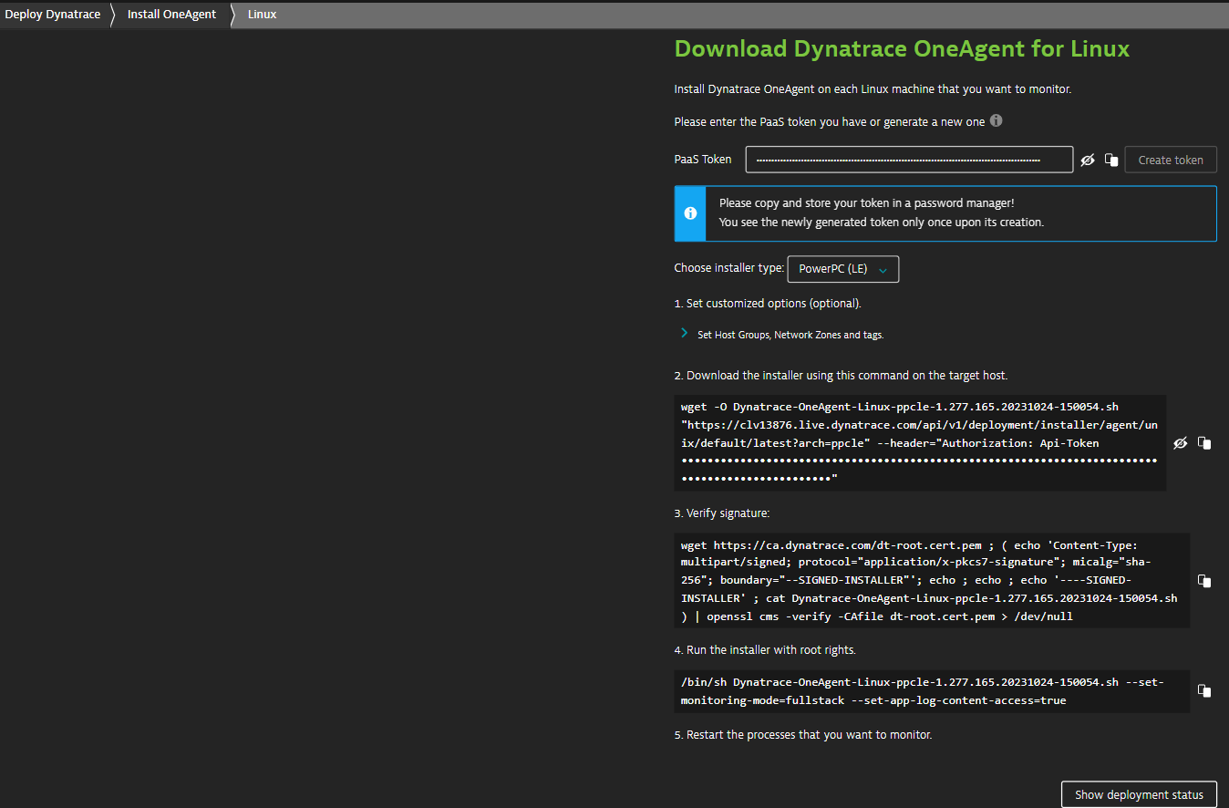 Dynatrace monitoring Red Hat OpenShift for Linux on IBM Power (ppc64le)