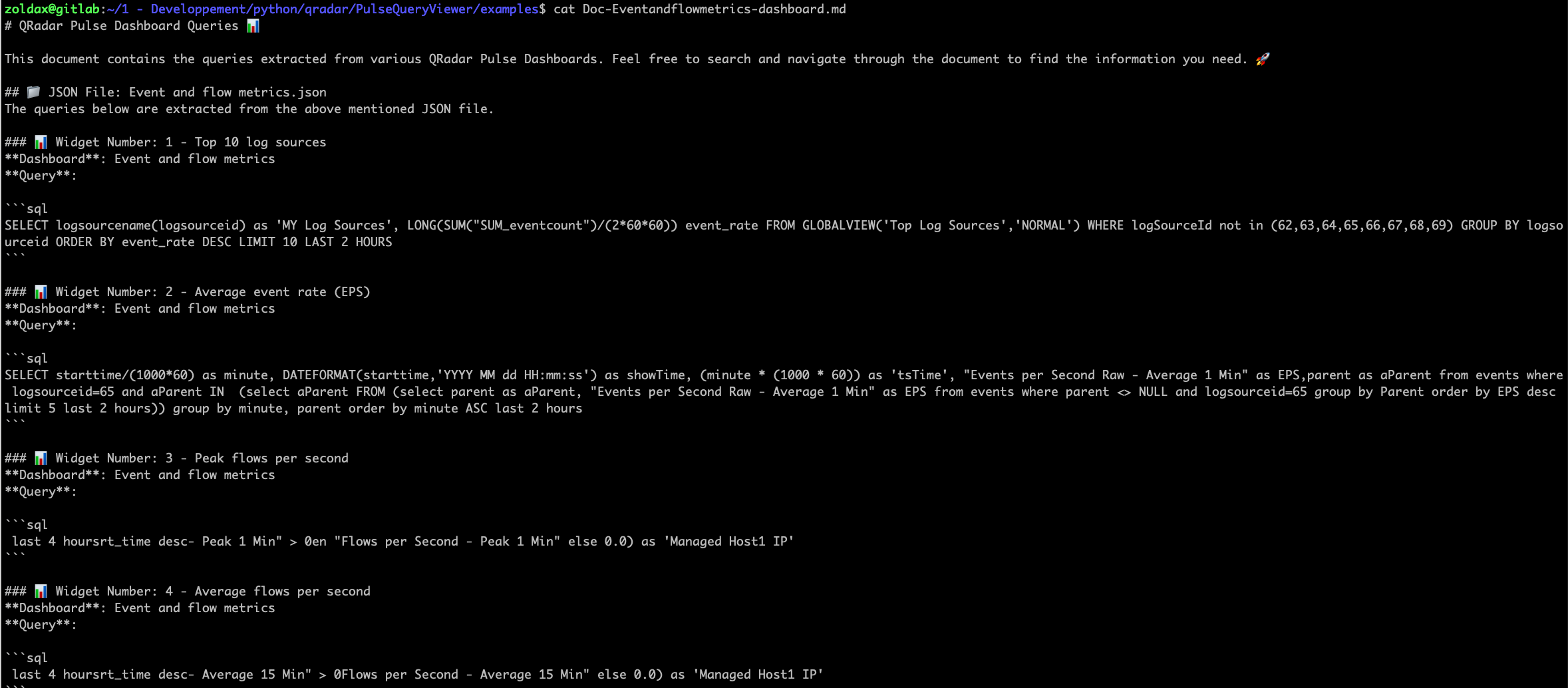 PulseQueryViewer text Markdown export