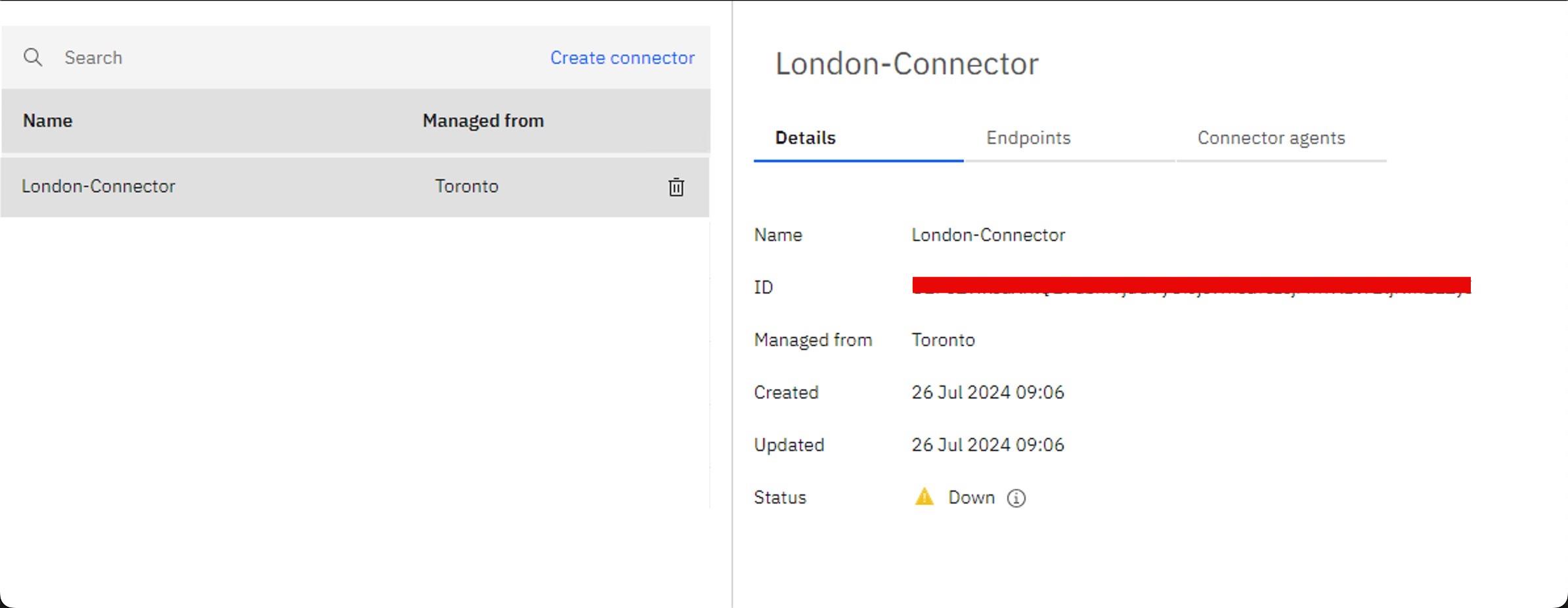 コネクターの詳細画面