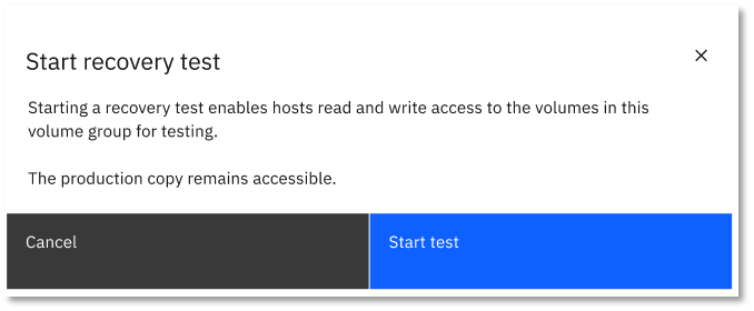 Start recovery test confirmation