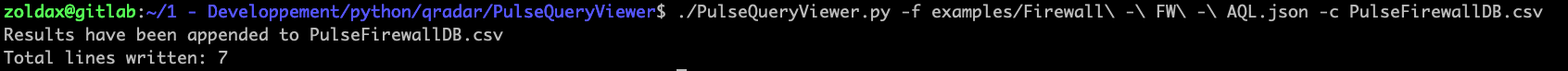 PulseQueryViewer export csv file
