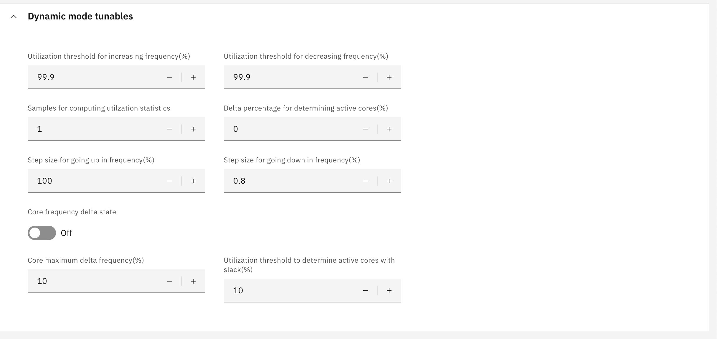 Panel to modify Dynami power saver tunables only for POWER 9 systems