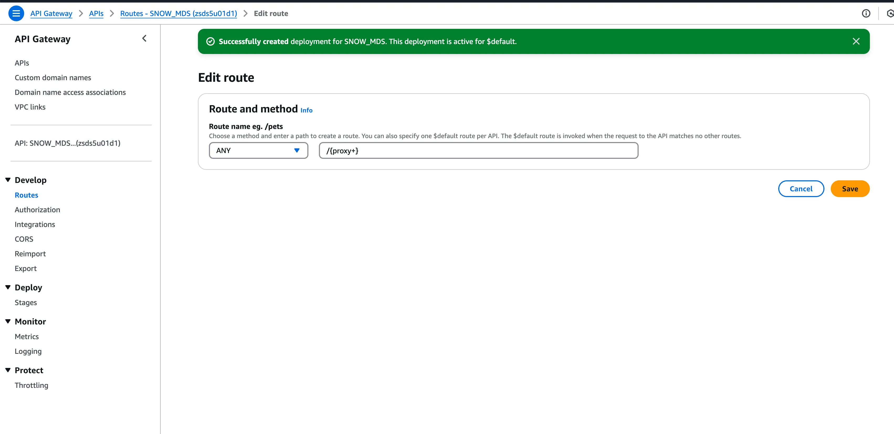 Using AWS API Gateway as a proxy between Snowflake and watsonx.data