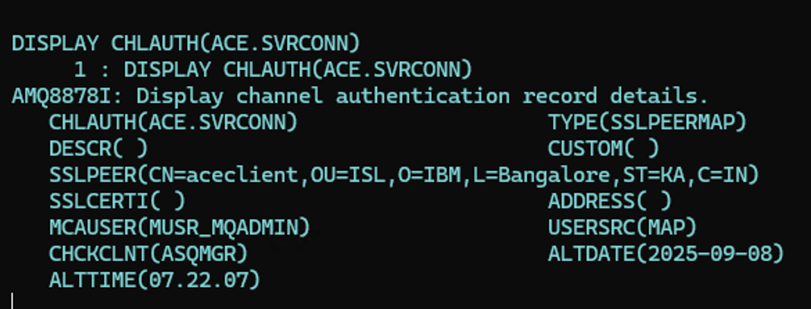 DISPLAY CHLAUTH(ACE.SVRCONN)