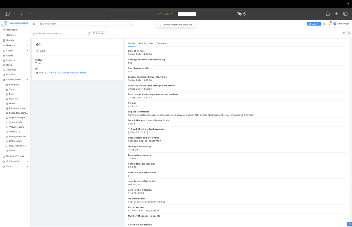 Management Server deployed on Linux on IBM Z (s390x)