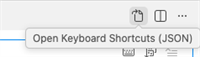 Screenshot of VS Code button to open the keybindings.json file