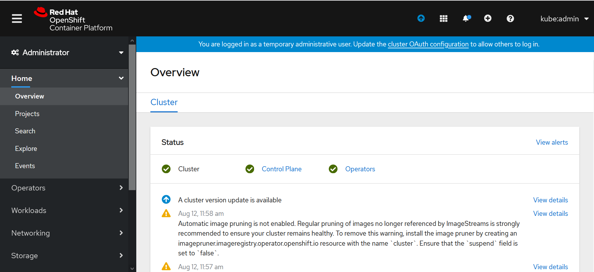 OCP console