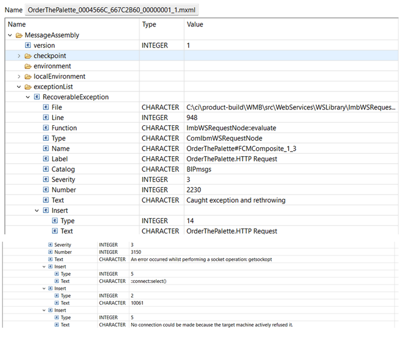 Logging ACE's ExceptionList Inserts (in the Activity log with the Log node)