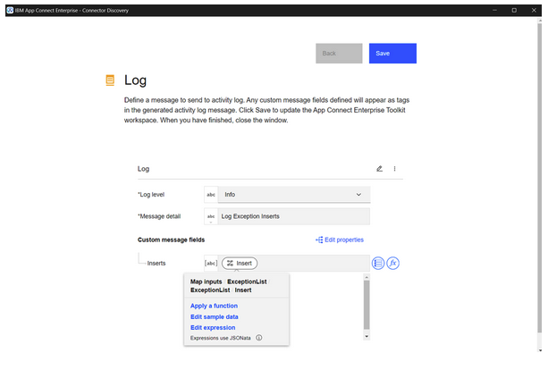 Log Node - Logging ACE's ExceptionList Inserts