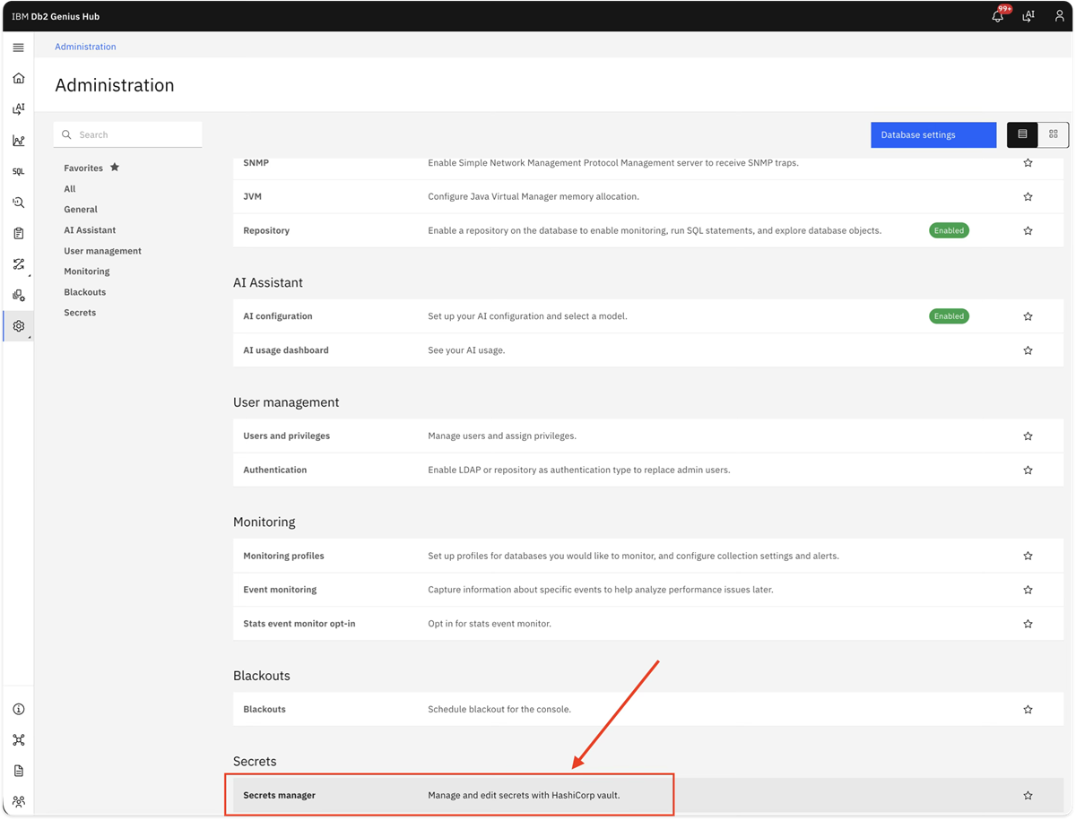 Navigate to secrets manager
