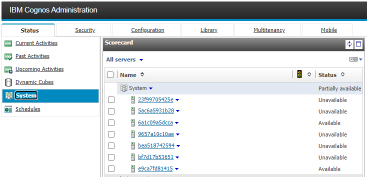 Showing registered containers