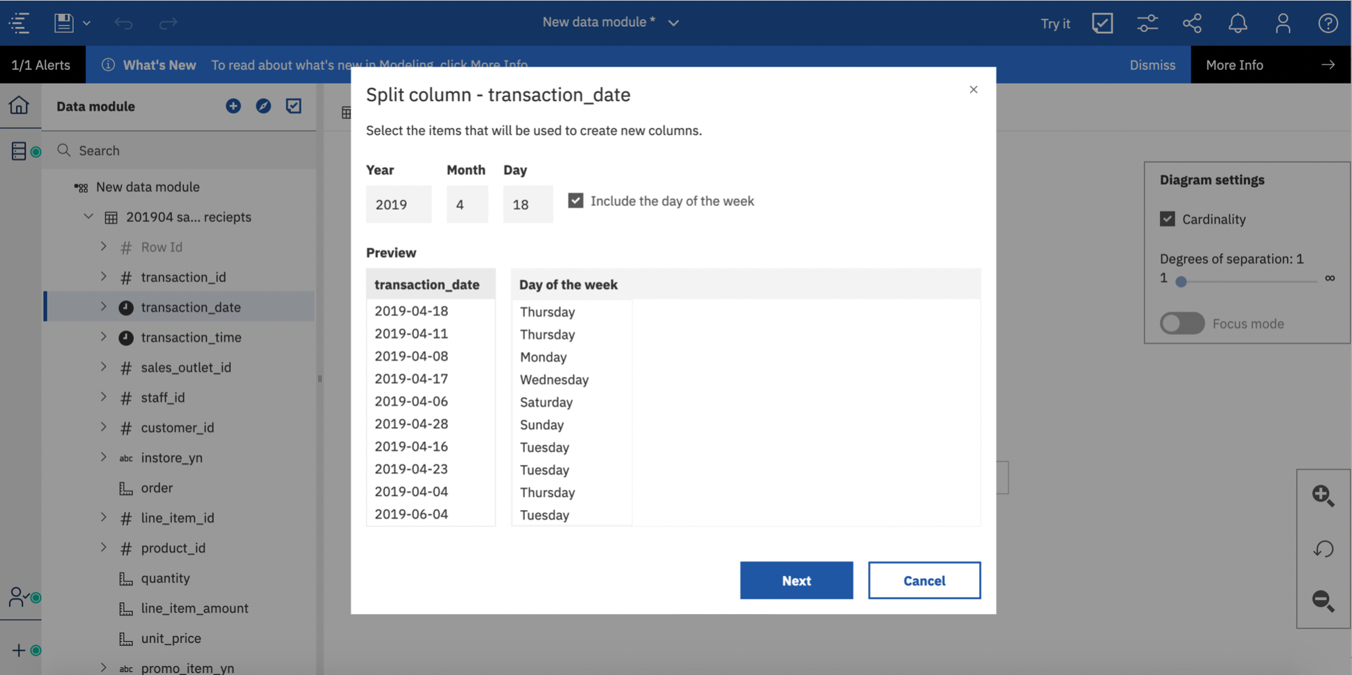 Split Column Interface