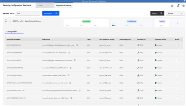 How does z/OSMF SCA help SDSF simplify security configurations