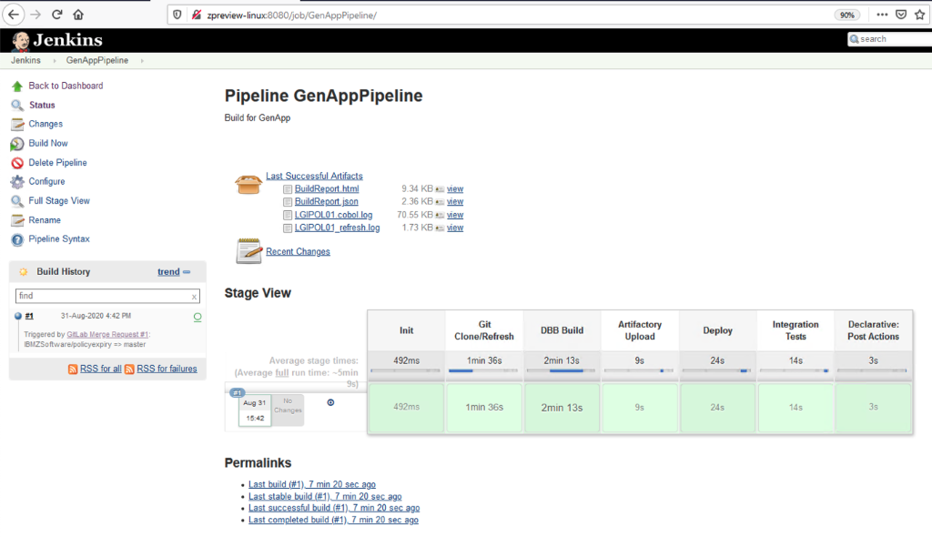 Jenkins build Jenkins build status