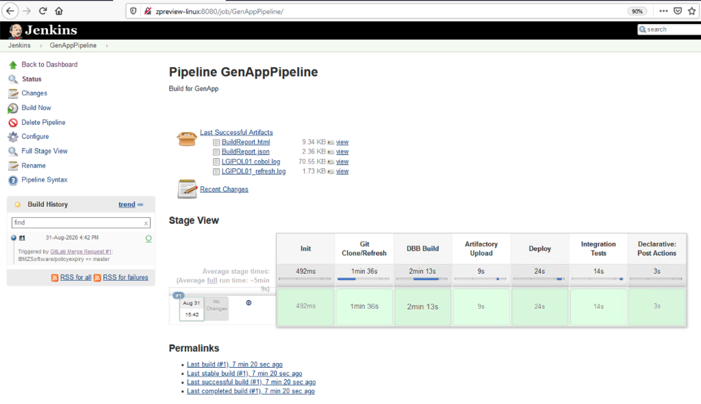 Jenkins build status