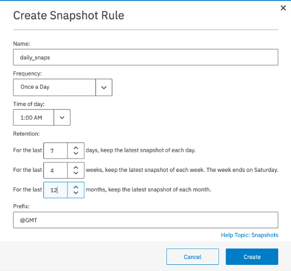 Create snapshot schedule