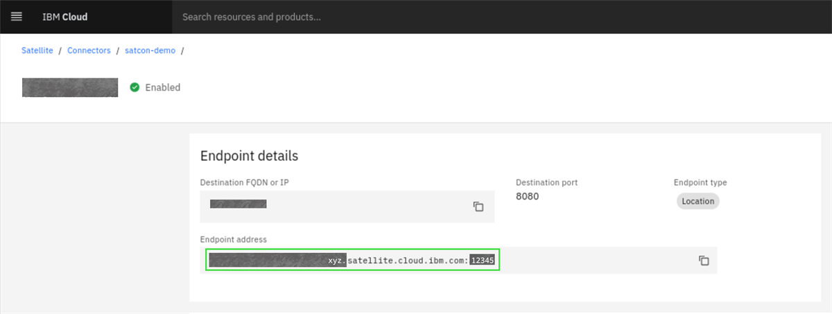 connector endpoint details showing the endpoint address needed in the next blog