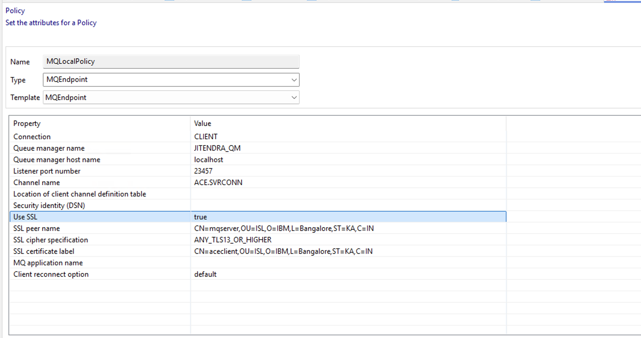 Create an MQ Policy