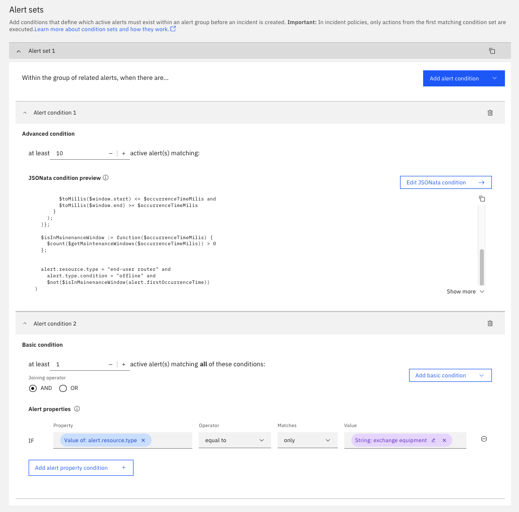 Screenshot showing mixed basic and advanced conditions