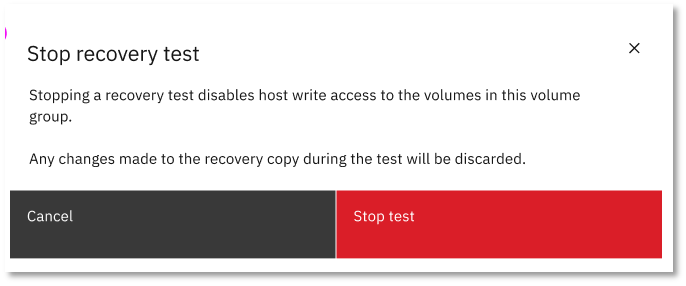 Stop recovery test confirmation