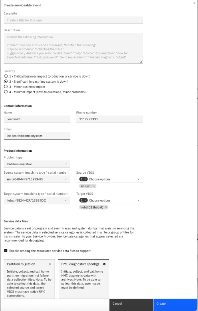 Creating a service event for LPM