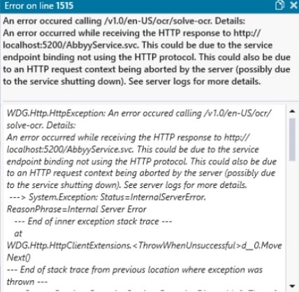Abbyy Service - Error 