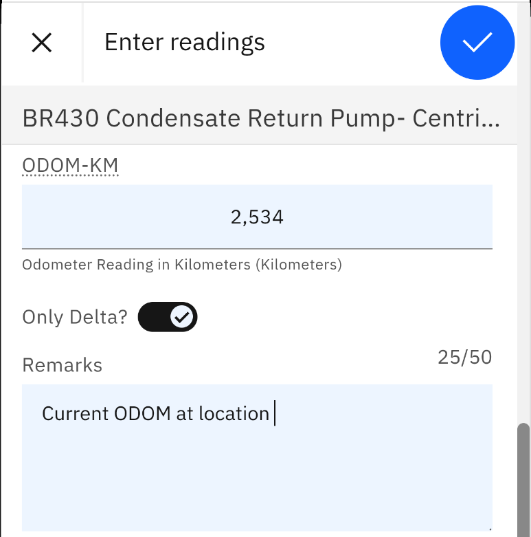Delta reading and remarks fields
