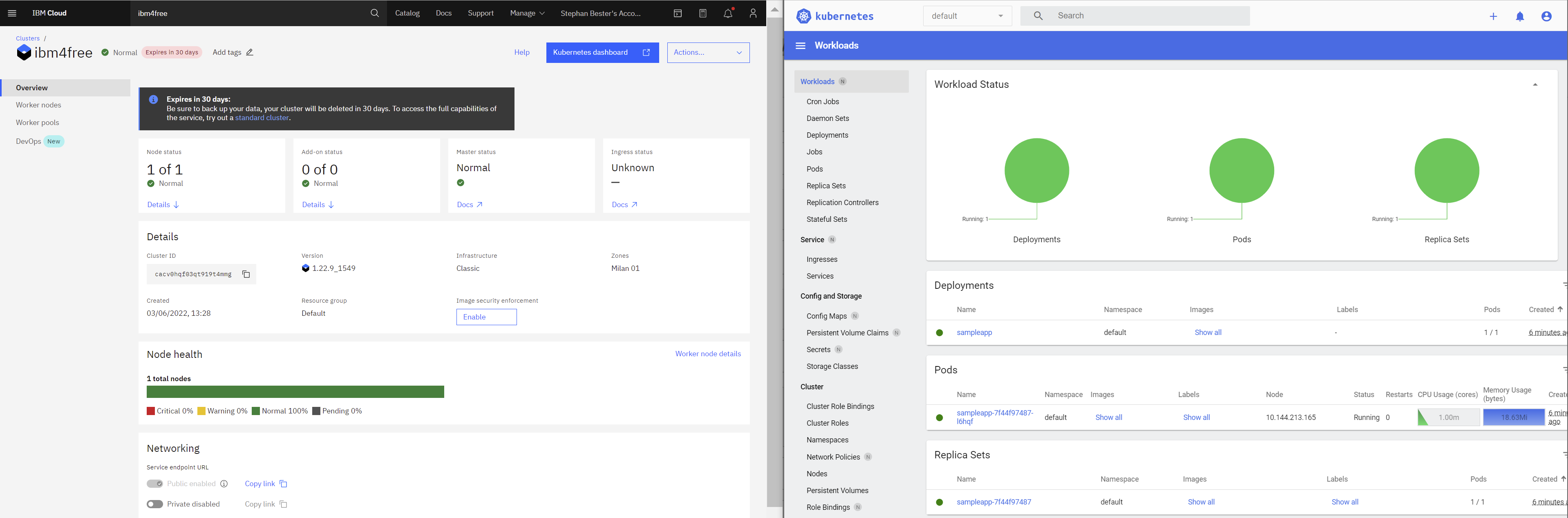 The IBM Cloud Kubernetes Service and Kubernetes dashboard