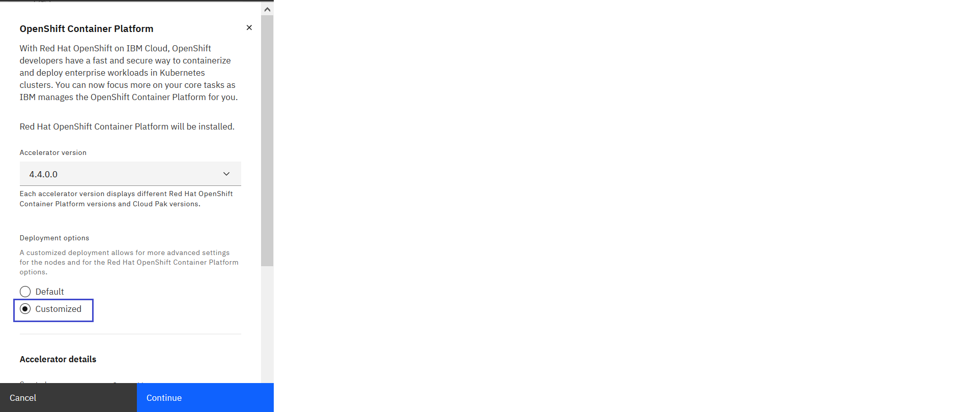 Customized or default selection