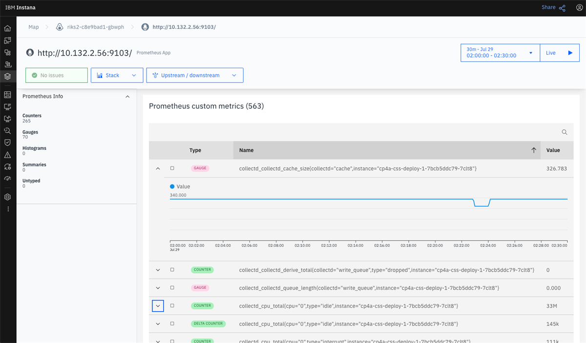 How we can explore Prometheus metrics from Instana UI