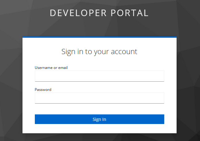 Keycloak Developer Portal Login Page