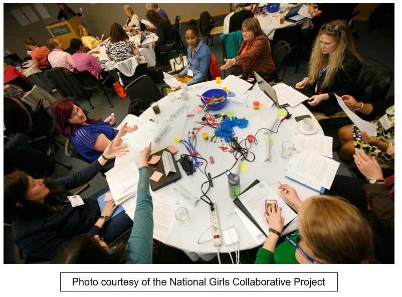 Image of 9 women collaborating at a round table.