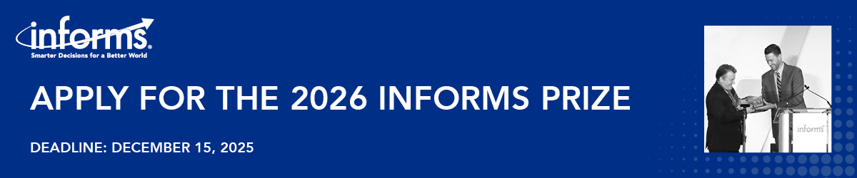 Apply for the 2026 INFORMS Prize