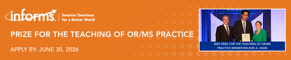 Apply for the Prize for the Teaching of the OR/MS Practice