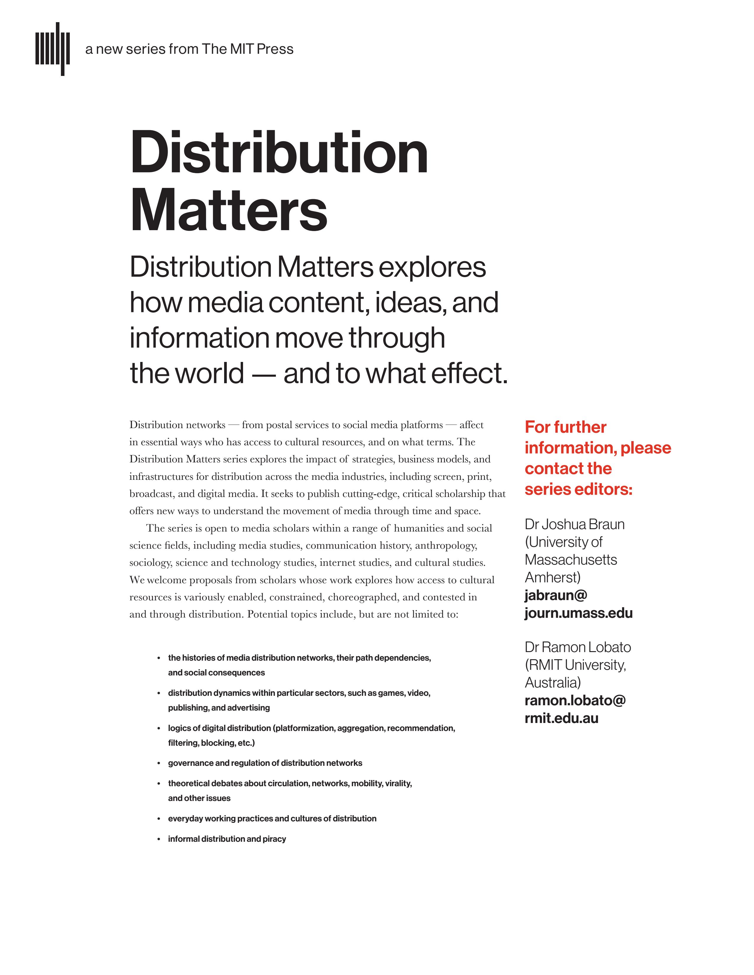 Distribution Matters Series Flyer