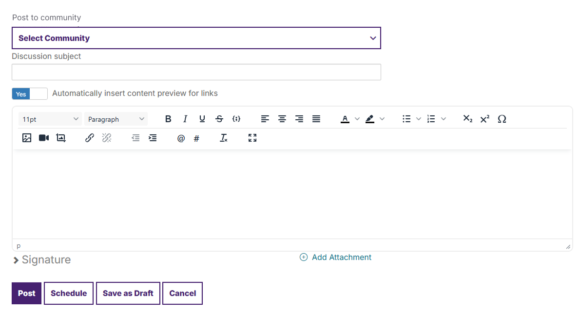 Screenshot of online community post content screen