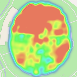 Heat map of Casey Fields showing grass use.