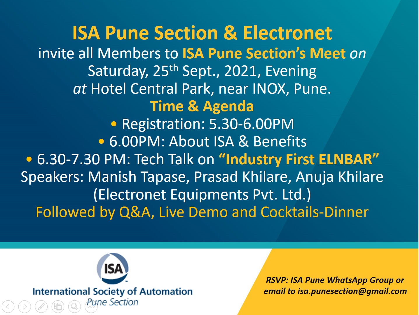 ISA Pune Meet Invitation and Agenda